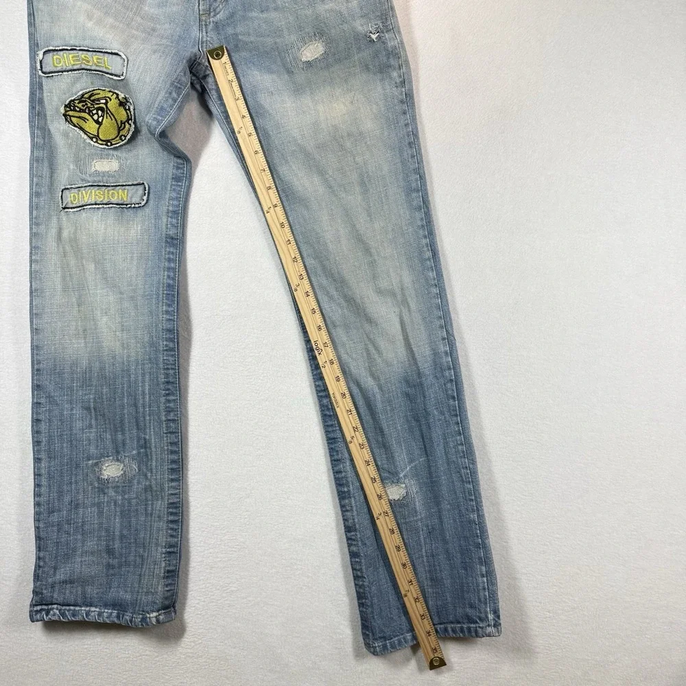 Diesel Jeans Mens 26x34 Straight Leg Elastic Waist Division Patch Vintage Rare‎